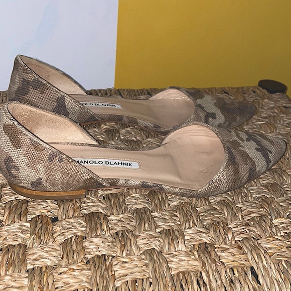 Manolo Blahnik Soussaba Camo-Print d'Orsay Flat - Picture 3 of 5
